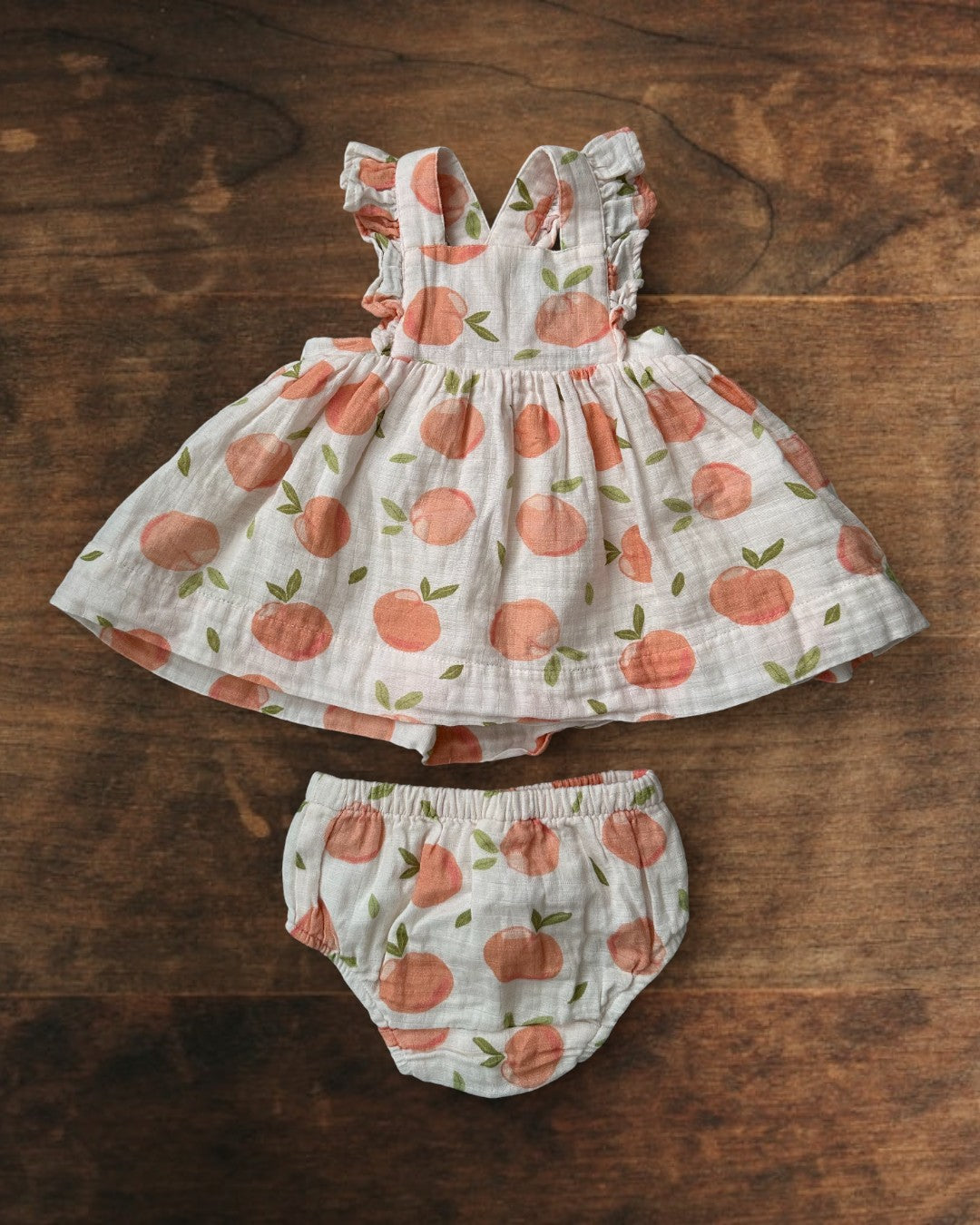 (3M) Viverano Organics Baby Girl Cotton Peach Dress w/ Bottoms
