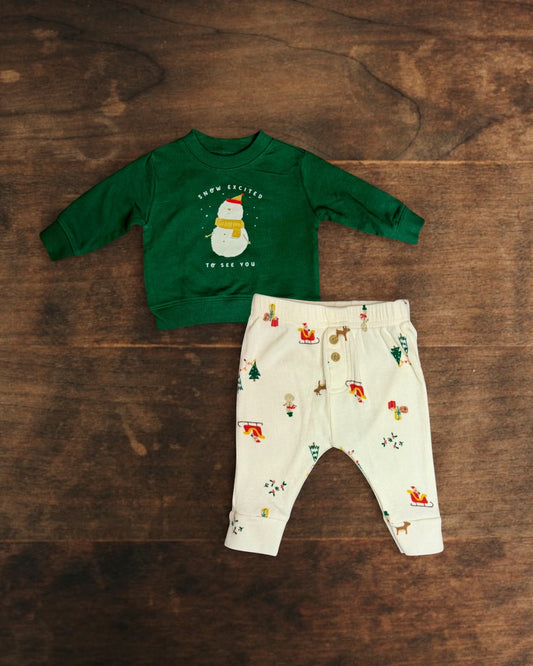 (3M) Carter's Baby Snow Excited Holiday Print 2-Piece Set