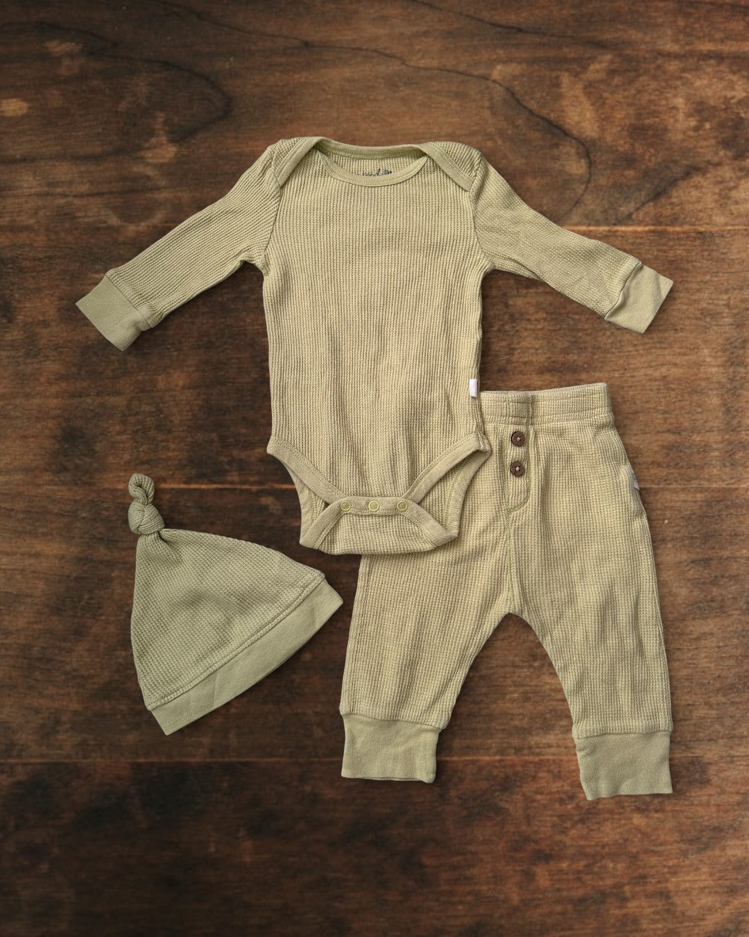 (6M) Tiny Kind 3 Piece Organic Waffle Set in Sweet Pea