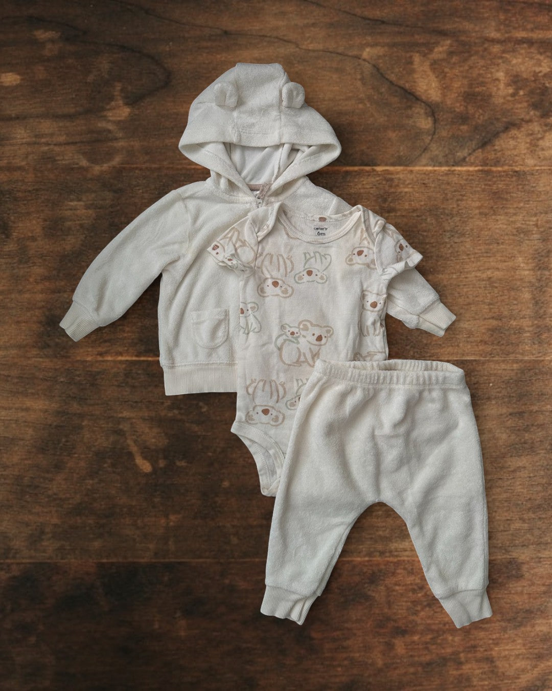 (6M) Carter's 3-Piece Koala Terry Jacket Set