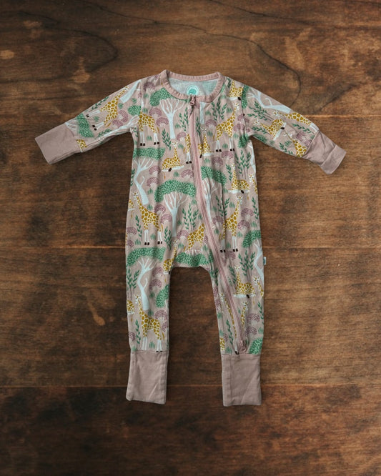 (12M) Elephant Moon Safari 2-Way-Zip Snugfit Footless Onesie